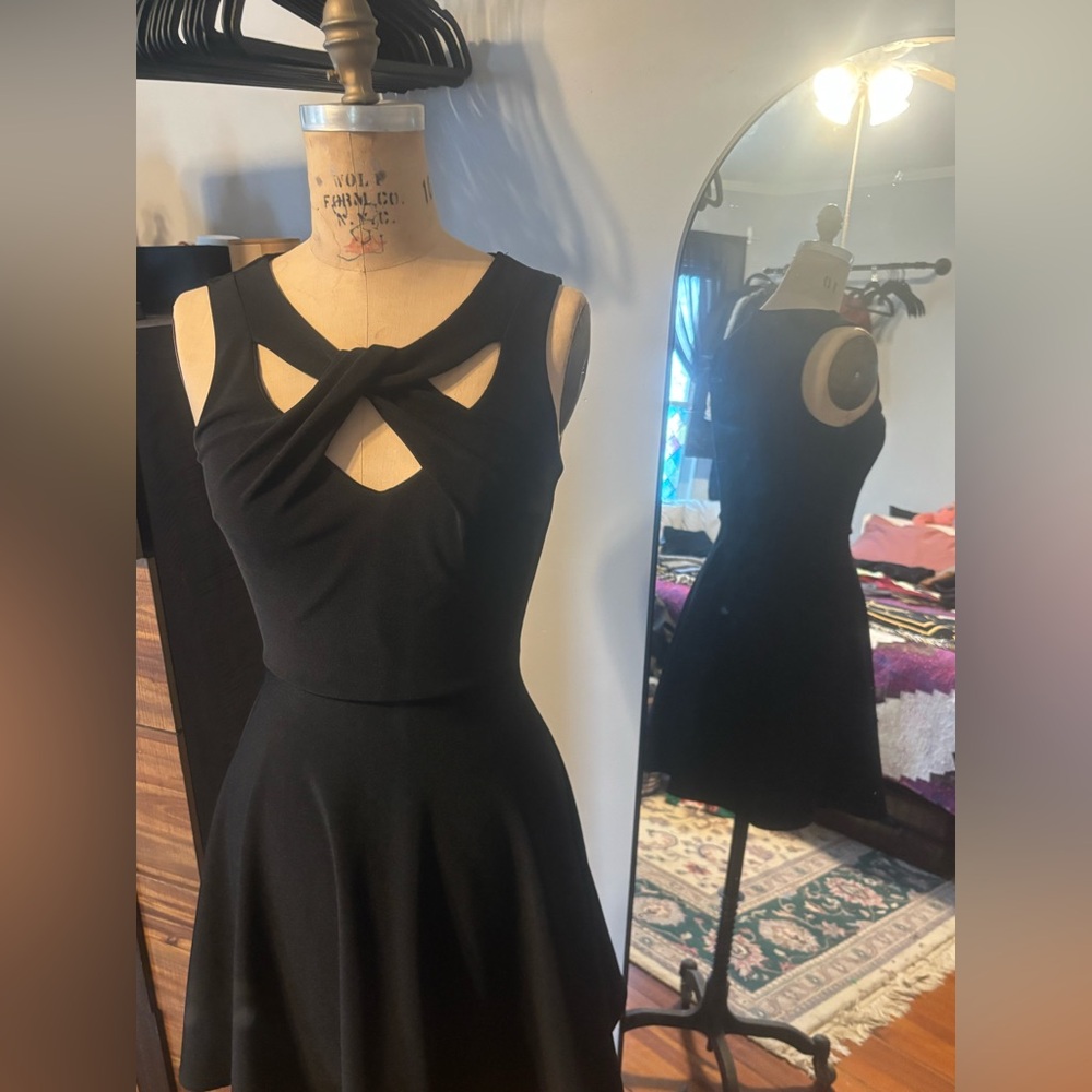 Mystic black cross front dress